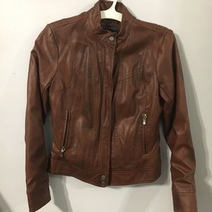 Brown leather jacket